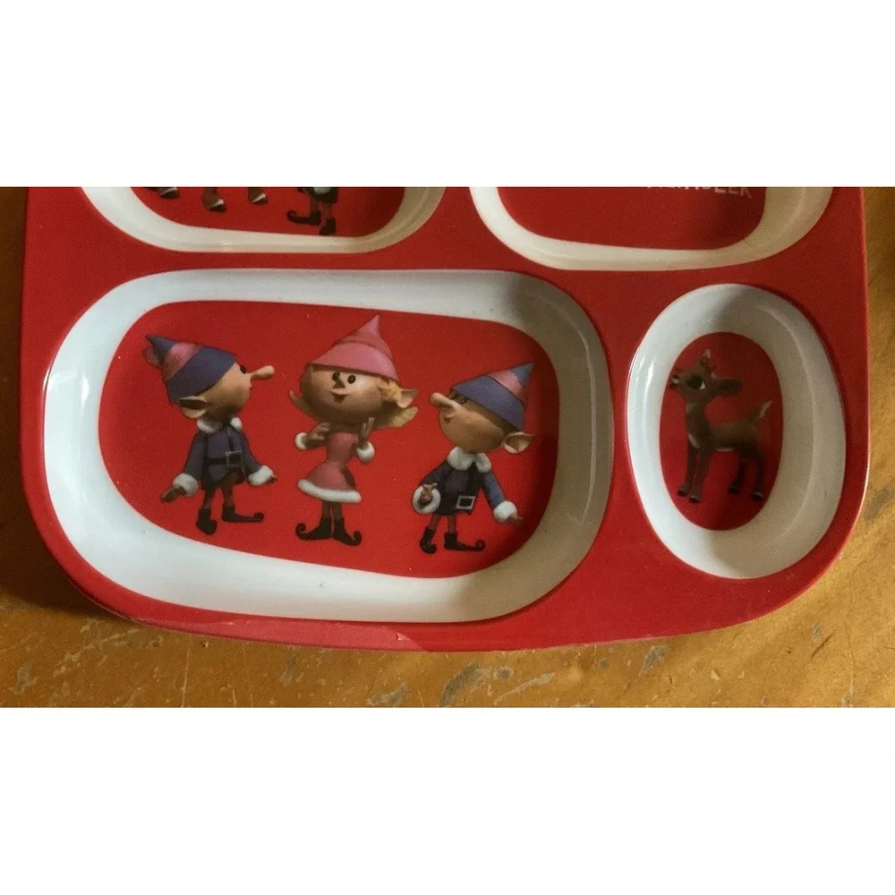 Set Of 2 Rudolph The Red Nose Reindeer Divided Plate And Bowl‎